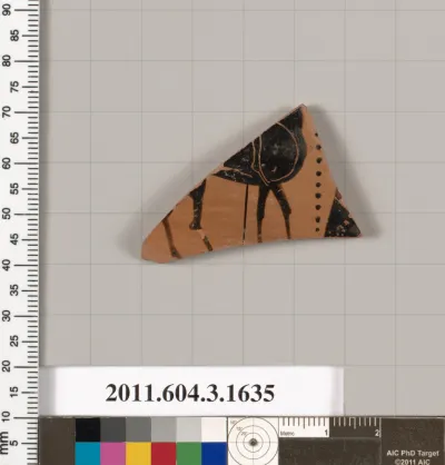 Terracotta fragment of a kylix: Band cup (drinking cup)
