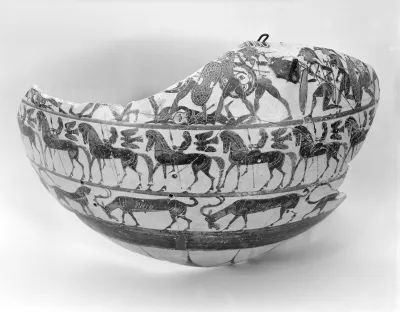 Fragment of a terracotta column-krater (bowl for mixing wine and water)