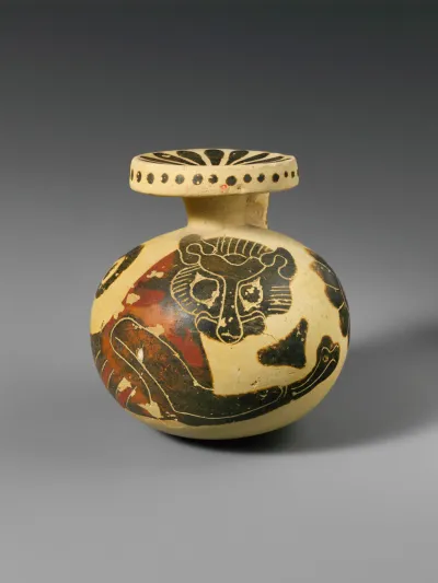 Terracotta aryballos (oil flask)