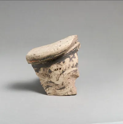 Terracotta base of cup with marine design
