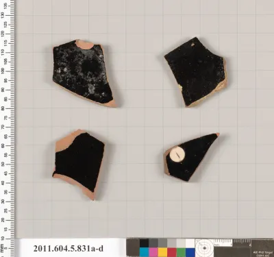 Terracotta fragments of kylikes (drinking cups)