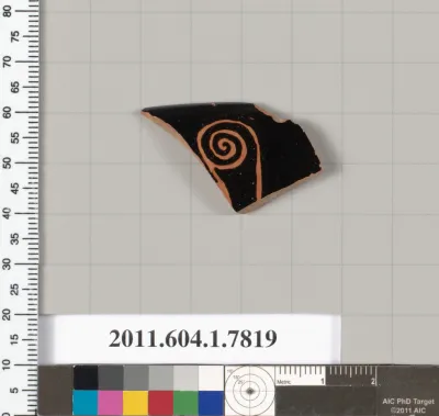 Terracotta rim fragment of a kylix (drinking cup)
