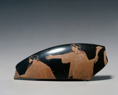 Fragment from Red-Figure Kylix: Nereus(?) and Nereid