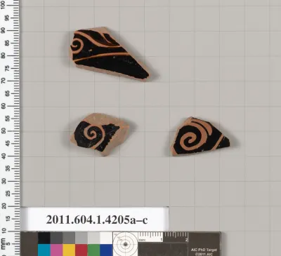 Terracotta fragments of kylikes (drinking cups)