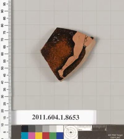 Terracotta rim fragment of a stemless? kylix (drinking cup)