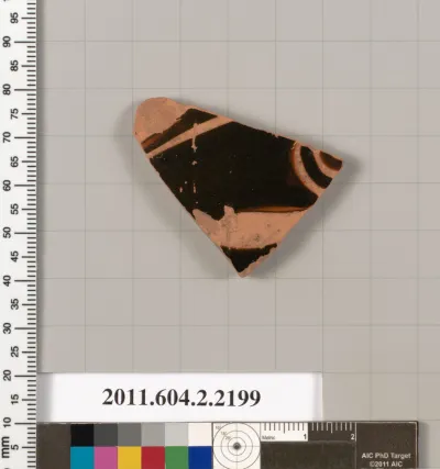 Terracotta fragment of a pot; unglazed on the inside