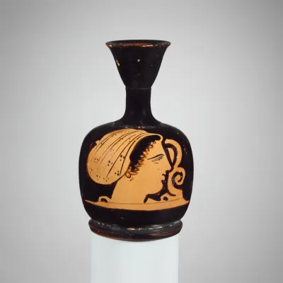 Terracotta squat lekythos (oil flask)