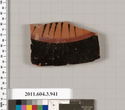 Terracotta fragment of a lekanis lid (covered dish)