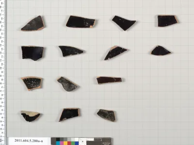 Terracotta fragments of kylikes (drinking cups)