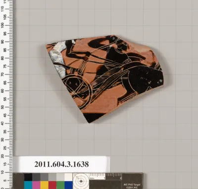 Terracotta fragment of a kylix: Band cup (drinking cup)