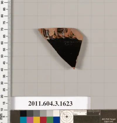 Terracotta fragment of a kylix: Band cup (drinking cup)