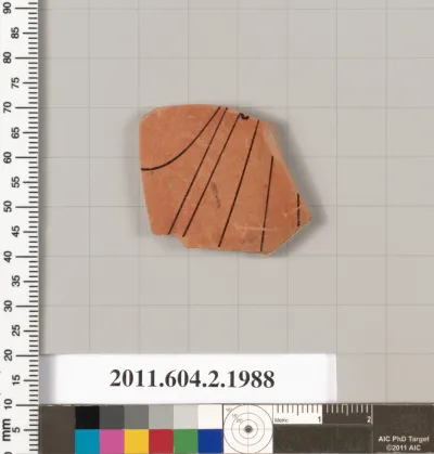 Terracotta fragment of a pot; unglazed on the inside