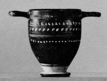 SKYPHOS (SOUTH ITALIAN, GNATHIAN, BLACK GLAZE)