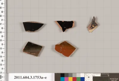 Terracotta fragments of kylikes: Band or lip cups (drinking cups)