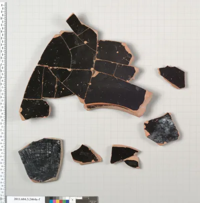 Terracotta fragments of a kylix: eye-cup (drinking cup)