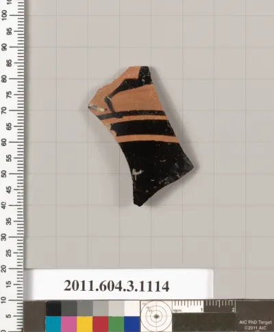 Terracotta fragment of a mastoid (drinking cup with narrow base) or a kyathos (cup-shaped ladle)