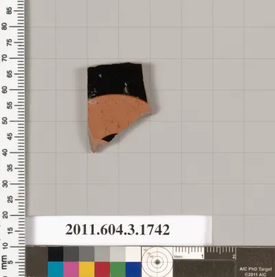 Terracotta fragment of a kylix: Band or lip cup (drinking cup)