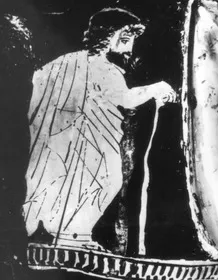 FIGURE VASE (ATHENIAN, RED-FIGURE)