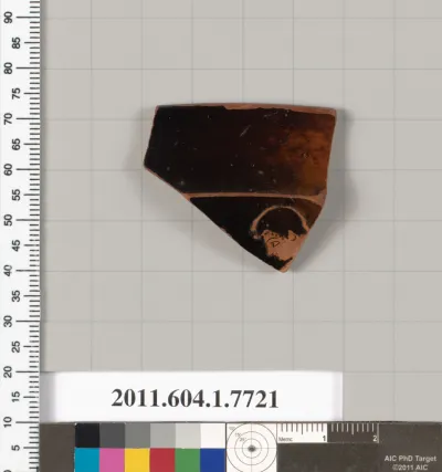 Terracotta rim fragment of a kylix (drinking cup)