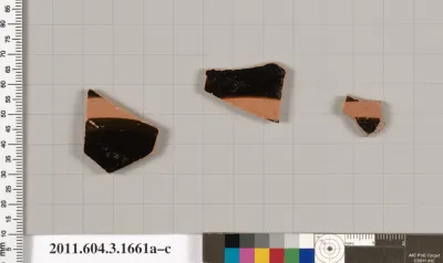 Terracotta fragments of kylikes: Band or lip cups (drinking cups)
