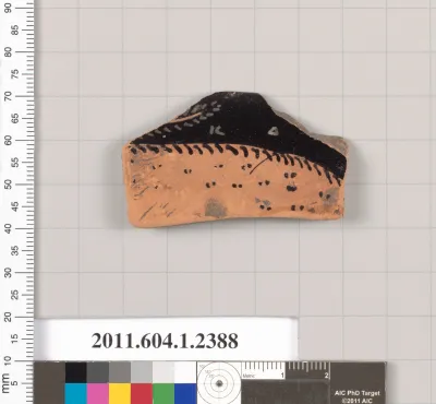 Terracotta rim fragment of a kylix (drinking cup)