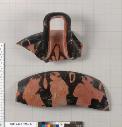 Terracotta fragments of a kylix (drinking cup)
