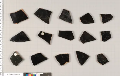 Terracotta fragments of kylikes (drinking cups)