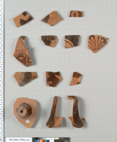 Terracotta fragments of a kylix (drinking cup)