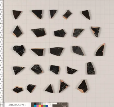 Terracotta fragments of kylikes (drinking cups)