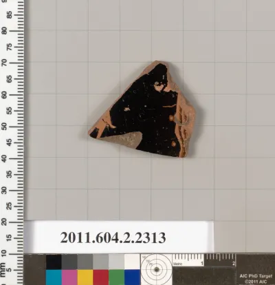 Terracotta fragment of a pot; unglazed on the inside