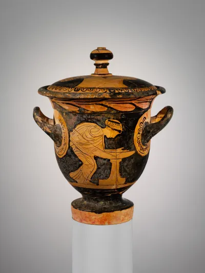 Terracotta bell-krater (mixing bowl) with lid