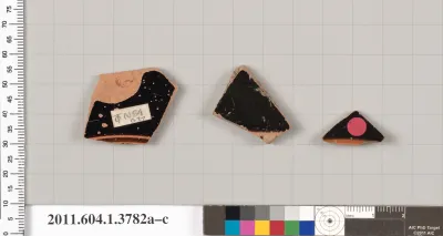 Terracotta fragments of kylikes (drinking cups)