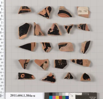 Terracotta fragments of a kylix (drinking cup)