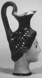 FIGURE VASE, OINOCHOE (ATHENIAN, RED-FIGURE)