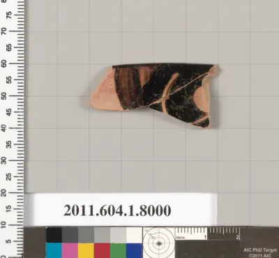 Terracotta rim fragment of a kylix (drinking cup)