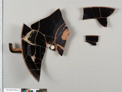 Terracotta rim fragments of a kylix (drinking cup)