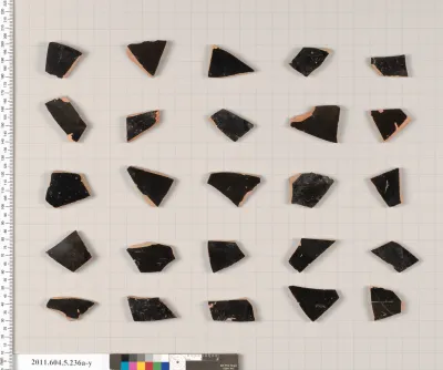 Terracotta fragments of kylikes (drinking cups)