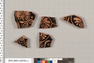 Terracotta fragments of kylikes (drinking cups)