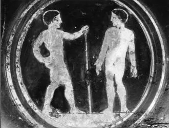 CUP, STEMLESS (ATHENIAN, RED-FIGURE)