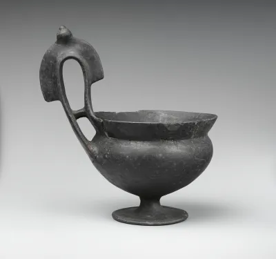 Terracotta stemmed kyathos (single-handled cup)
