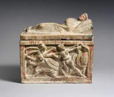 Terracotta cinerary urn