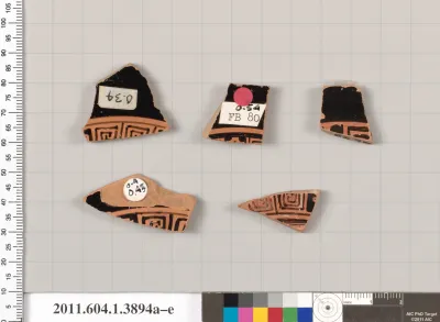 Terracotta fragments of kylikes (drinking cups)