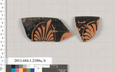 Terracotta rim fragments of a kylix (drinking cup)