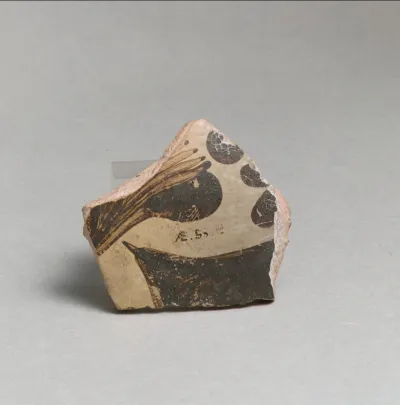 Terracotta vessel fragment with floral design