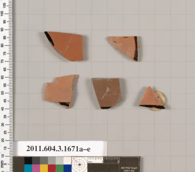 Terracotta fragments of kylikes: Band or lip cups (drinking cups)