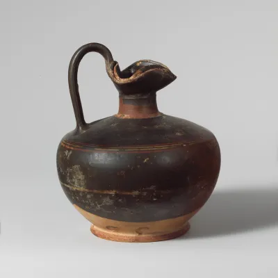 Terracotta oinochoe (jug) with lid