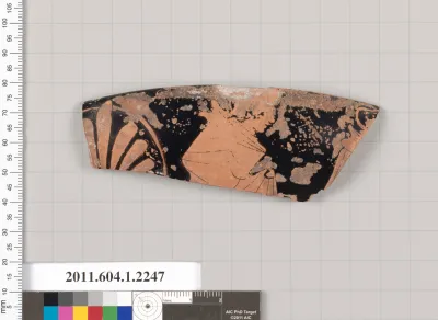 Terracotta rim fragment of a kylix (drinking cup)