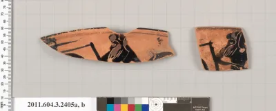 Terracotta rim fragments of a kylix: eye-cup (drinking cup)