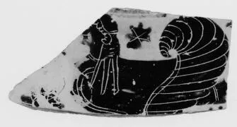 LEKANIS LID, FRAGMENT (CORINTHIAN, BLACK-FIGURE)