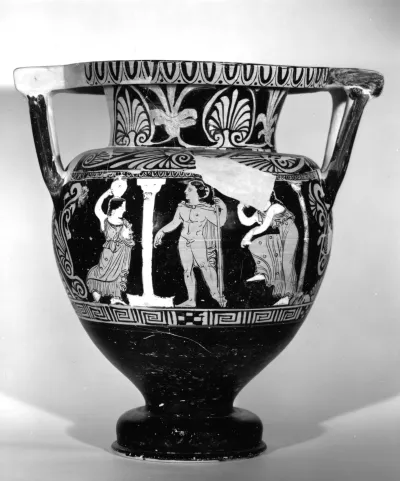 Rotfiguriger faliskischer Kolonettenkrater (Stangenhenkelkrater)